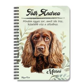   Személyre szabható - Barna Amerikai cocker spániel portré mintás A6-os füzet