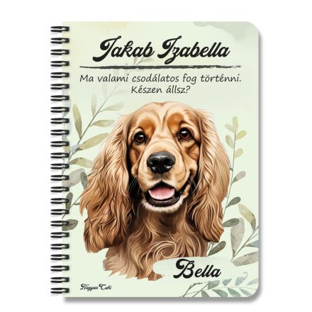 Személyre szabható - Cser Amerikai cocker spániel portré mintás A6-os füzet