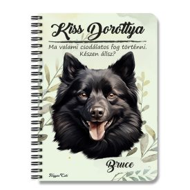   Személyre szabható - Fekete Schipperke portré mintás A6-os füzet