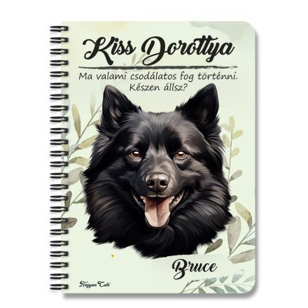 Személyre szabható - Fekete Schipperke portré mintás A6-os füzet