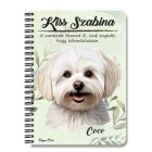 Személyre szabható - Máltai selyemkutya portré mintás A6-os füzet