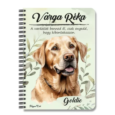 Személyre szabható - Sárga Labrador Retriever portré mintás A6-os füzet