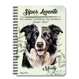   Személyre szabható - Border Collie portré mintás A6-os füzet