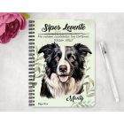 Személyre szabható - Border Collie portré mintás A6-os füzet