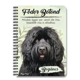 Személyre szabható - Fekete puli portré mintás füzet