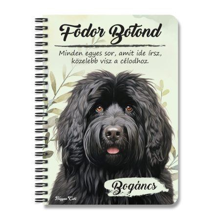 Személyre szabható - Fekete puli portré mintás füzet