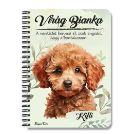   Személyre szabható - Kis barna uszkár portré mintás A6-os füzet