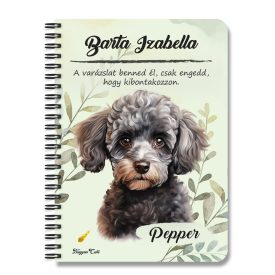   Személyre szabható - Kis szürke uszkár portré mintás A6-os füzet