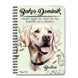   Személyre szabható - Fehér labrador portré mintás A6-os füzet