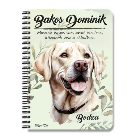 Személyre szabható - Fehér labrador portré mintás A6-os füzet