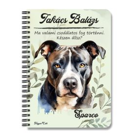   Személyre szabható - Szürke Amerikai Pitbull terrier portré mintás A6-os füzet