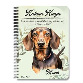  Személyre szabható - Barna rövidszőrű tacskó portré mintás A6-os füzet