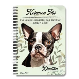   Személyre szabható - Boston terrier portré mintás A6-os füzet