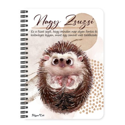 Személyre szabható - Cuki süni mintás A6-os füzet