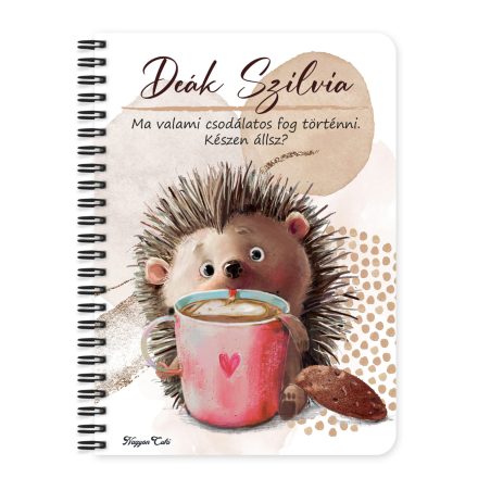 Személyre szabható - Kakaós süni mintás A6-os füzet