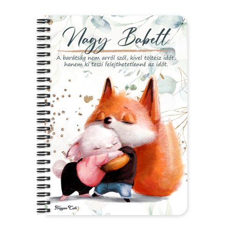 Személyre szabható - Nyuszi és Róka mintás A6-os füzet
