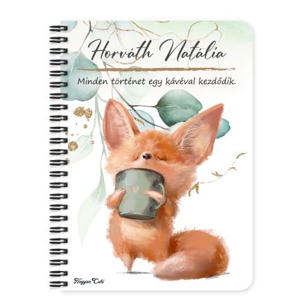 Személyre szabható - Fox Coffee mintás A6-os füzet