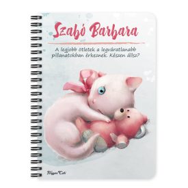 Személyre szabható - Cica macival mintás A6-os füzet