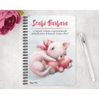 Személyre szabható - Cica macival mintás A6-os füzet