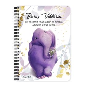   Személyre szabható - Tündéri lila elefánt mintás A6-os füzet