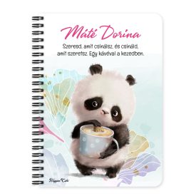Személyre szabható - Kávés Panda mintás A6-os füzet