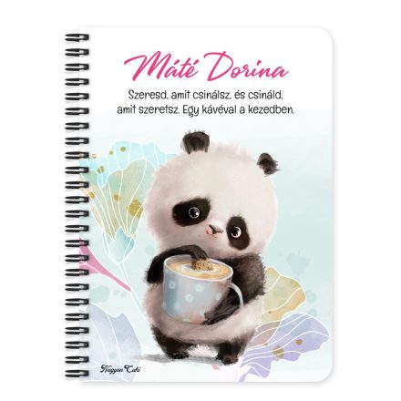 Személyre szabható - Kávés Panda mintás A6-os füzet