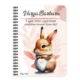   Személyre szabható - Szíves pocakú nyuszika mintás füzet