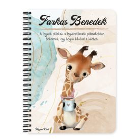   Személyre szabható - Cuki Kávézós zsiráf mintás A6-os füzet