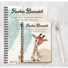 Személyre szabható - Cuki Kávézós zsiráf mintás A6-os füzet