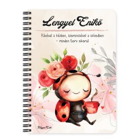   Személyre szabható - Kávézós katicabogár mintás A6-os füzet