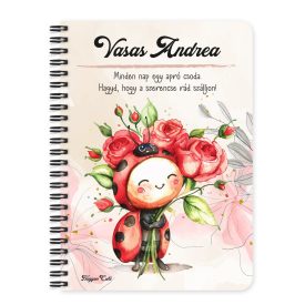   Személyre szabható - Katica virágcsokorral mintás A6-os füzet