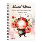 Személyre szabható - Cuki kávézós katica mintás A6-os füzet