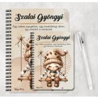 Személyre szabható - Hintázó kávés manó lány mintás A6-os füzet