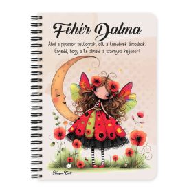   Személyre szabható - Cuki pipacs tündérlány és a hold mintás füzet