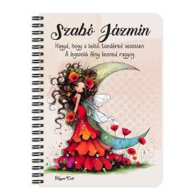   Személyre szabható - Gyönyörű pipacs tündérlány és a hold mintás füzet