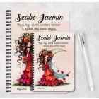 Személyre szabható - Gyönyörű pipacs tündérlány és a hold mintás A6-os füzet