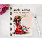 Személyre szabható - Gyönyörű pipacs tündérlány és a hold mintás A6-os füzet