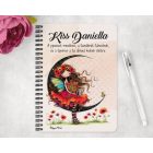 Személyre szabható - Kedves pipacs tündérlány és a hold mintás A6-os füzet