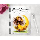 Személyre szabható - Cuki Napraforgós tündérlány kosárral mintás A6-os füzet