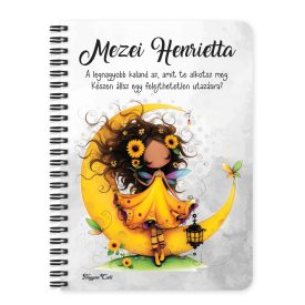   Személyre szabható - Cuki Napraforgós tündérlány lámpással mintás A6-os füzet
