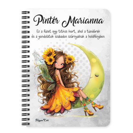 Személyre szabható - Huncut Napraforgós tündérlány mintás A6-os füzet