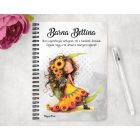 Személyre szabható - Lazulós Napraforgós tündérlány mintás A6-os füzet