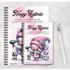 Személyre szabható -  Fodrász manólány hajszárítóval mintás A6-os füzet