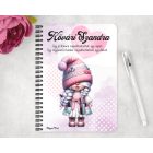 Személyre szabható - Cuki két oldalas Fodrász manólány mintás A6-os füzet