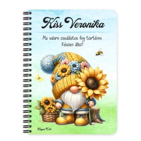   Személyre szabható - Cuki napraforgós manó mintás A6-os füzet