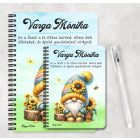 Személyre szabható - Ülő napraforgós manó mintás A6-os füzet