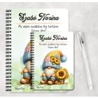 Személyre szabható -  Kedves kis napraforgós manó mintás A6-os füzet