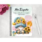 Személyre szabható - Napraforgós manó kosárral mintás A6-os füzet