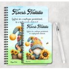 Személyre szabható - Cuki sapkás napraforgós manó mintás A6-os füzet