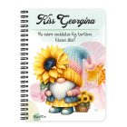 Személyre szabható - Cuki napraforgós manó egy szál virággal mintás A6-os füzet